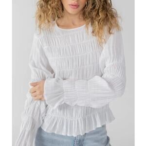Anthropologie White Ruffled Blouse